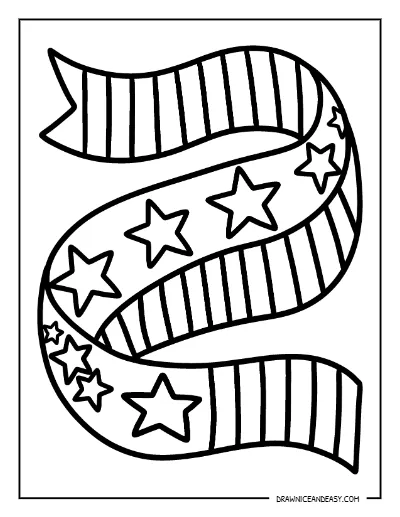 Stars and Stripes Ribbon Coloring Page – Free Printable for Kids coloring page preview