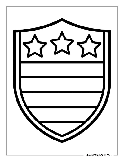Stars and Stripes Shield Coloring Page – Free Printable for Kids coloring page preview