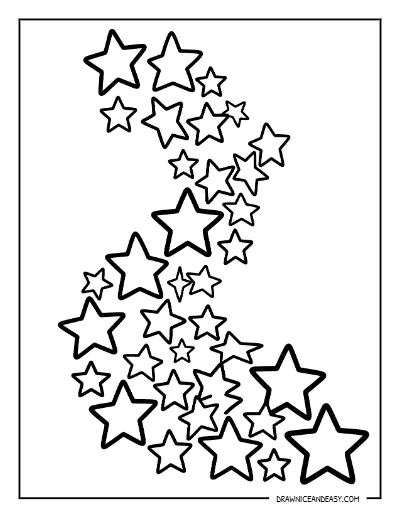 Stars Cascade Design Coloring Page – Free Patriotic Printable for Kids coloring page preview