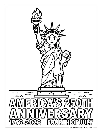 Statue of Liberty 250th Anniversary Coloring Page – Free Printable coloring page preview