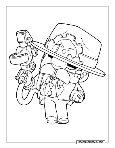 Steampunk Gale Brawl Stars Coloring Page – Free Printable PDF coloring page preview