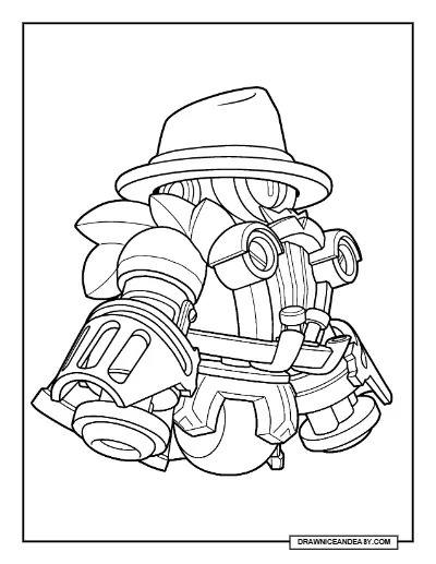 Steampunk Stu Brawl Stars Coloring Page – Free Printable PDF coloring page preview