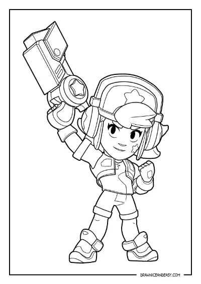 Stellar Shelly Brawl Stars Coloring Pages – Free Printable PDF coloring page preview