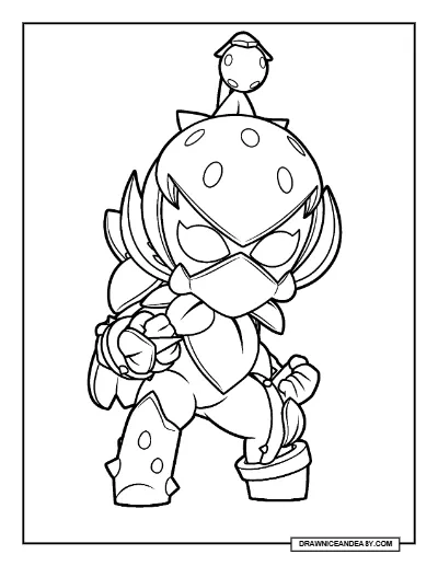 Strawberry Lily Brawl Stars Coloring Page – Free Printable PDF coloring page preview