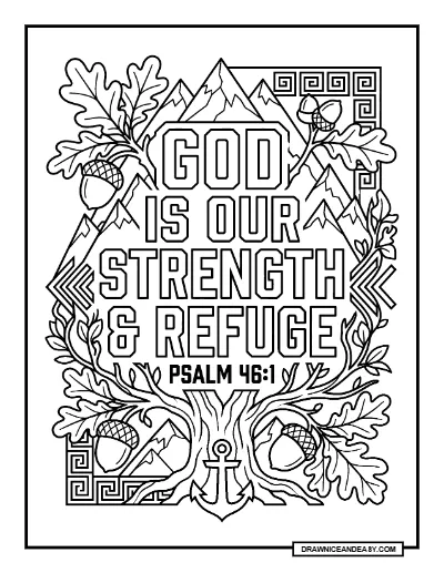 Strength Bible Verse Coloring Page: Inspiring Scripture Art coloring page preview