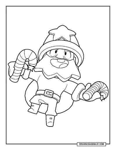 Sugar Bomb Mike Dynamike Brawl Stars Coloring Page – Free Printable PDF coloring page preview