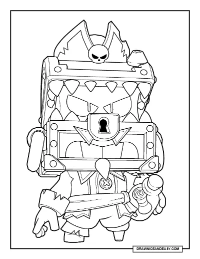 Sunken Chest Griff Brawl Stars Coloring Page – Free Printable PDF coloring page preview