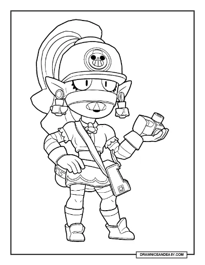 Super Fan Emz Brawl Stars Coloring Page – Free Printable PDF coloring page preview