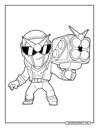 Super Ranger Brock Brawl Stars Coloring Page – Free Printable PDF coloring page preview