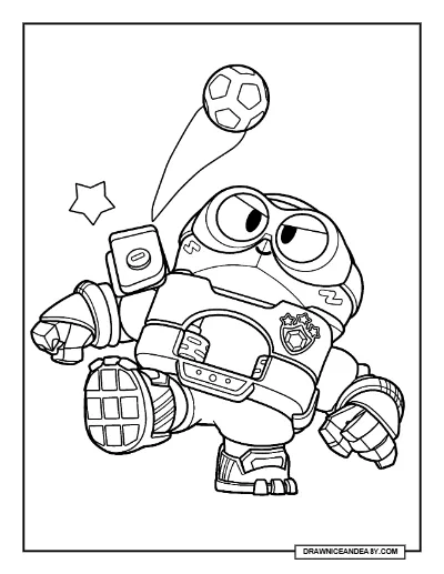 Super Striker Lou Brawl Stars Coloring Page – Free Printable PDF coloring page preview