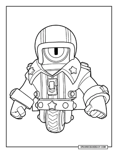 Superstar Stu Brawl Stars Coloring Page – Free Printable PDF coloring page preview