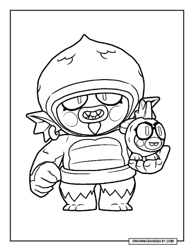 Swamp Gene Brawl Stars Coloring Page – Free Printable PDF coloring page preview
