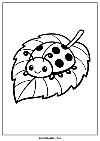 Sweet Ladybug Coloring Page | Spring Insect Art for Kids | Easy Garden Printable coloring page preview