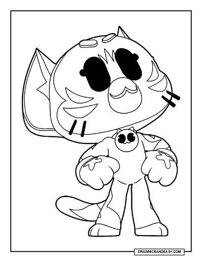 Tabby Kit Brawl Stars Coloring Page – Free Printable PDF coloring page preview