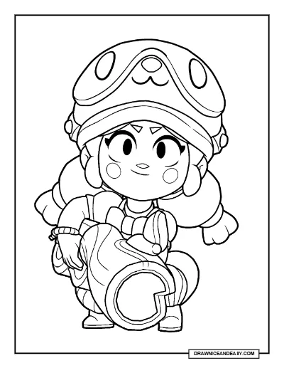 Tanuki Jessie Brawl Stars Coloring Page – Free Printable PDF coloring page preview