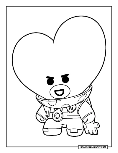 Tata Edgar Brawl Stars Coloring Page – BT21 Collab Skin Printable coloring page preview