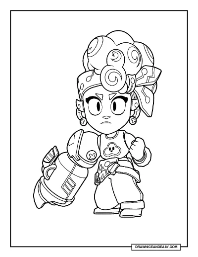 Tech Maisie Brawl Stars Coloring Page – Free Printable PDF coloring page preview