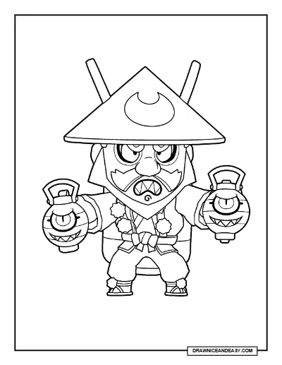 Tengu Mike Dynamike Brawl Stars Coloring Page – Free Printable PDF coloring page preview