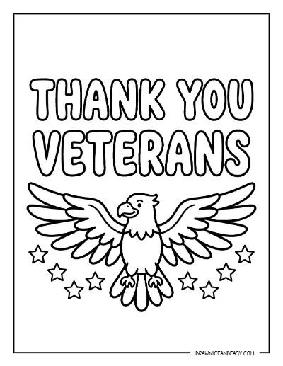 Thank You Veterans Eagle Coloring Page – Free Patriotic Printable coloring page preview