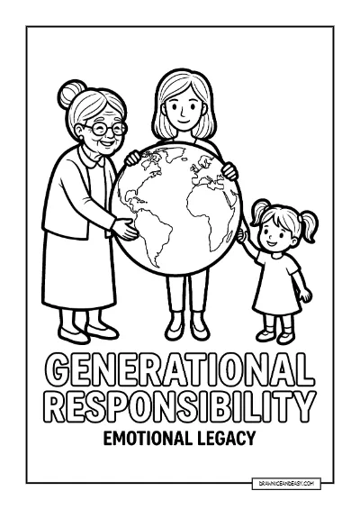Three Generations - Family Legacy Earth Day Page coloring page preview