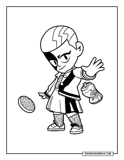 Thrilled Eleven Lumi Brawl Stars Coloring Page – Stranger Things Chroma Skin Printable coloring page preview