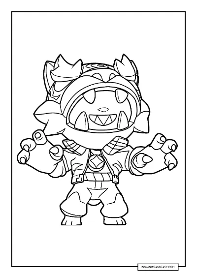 Tiger IV Leon Brawl Stars Coloring Page – Free Printable PDF coloring page preview