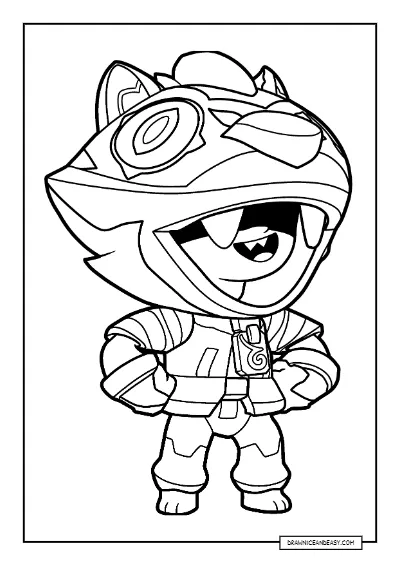 Tiger Shark Leon Brawl Stars Coloring Page – Free Printable PDF coloring page preview