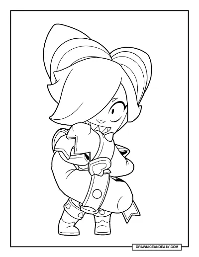 Tokusatsu Colette Brawl Stars Coloring Page – Free Printable PDF coloring page preview