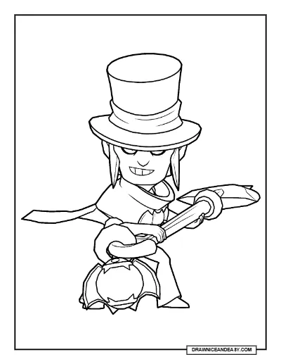 Top Hat Mortis Brawl Stars Coloring Page – Free Printable PDF coloring page preview
