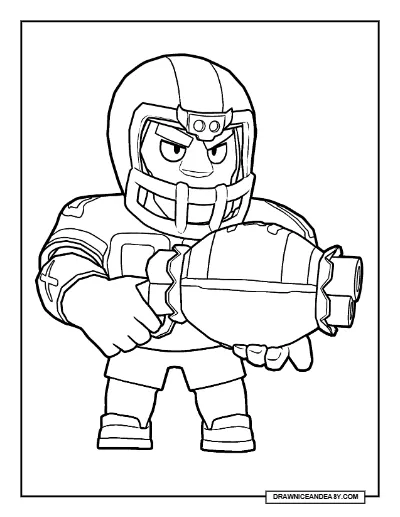 Touchdown Bull Brawl Stars Coloring Page – Free Printable PDF coloring page preview