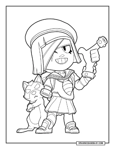 Trash Panda Penny Brawl Stars Coloring Page – Free Printable PDF coloring page preview