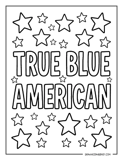 True Blue American Stars Coloring Page – Free Patriotic Printable coloring page preview