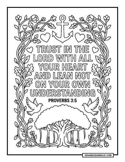 Trust in the Lord Bible Verse Coloring Page coloring page preview