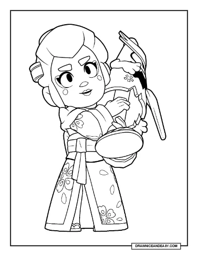 Tsukumogami Piper Brawl Stars Coloring Page – Free Printable PDF coloring page preview