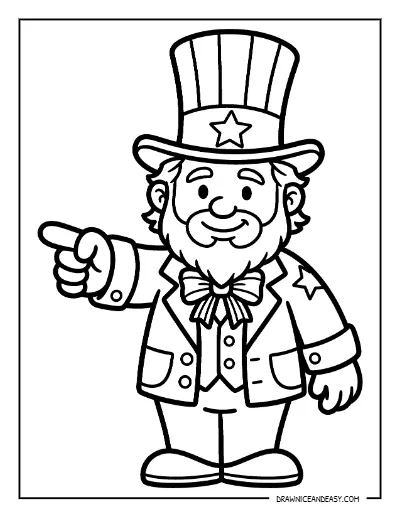 Uncle Sam Coloring Page – Free Patriotic Printable for Kids coloring page preview