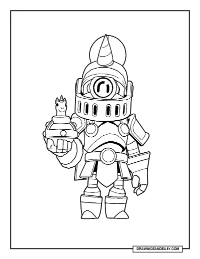 Unicorn Knight Barley Brawl Stars Coloring Page – Free Printable PDF coloring page preview