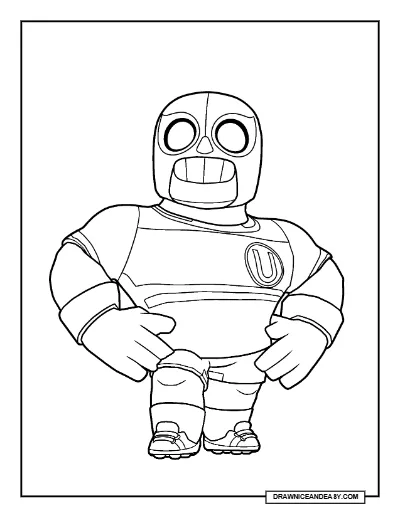 Universitario El Primo Brawl Stars Coloring Page – Free Printable PDF coloring page preview