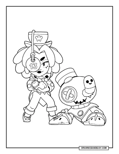 Unlucky Juju Brawl Stars Coloring Page – Free Printable PDF coloring page preview