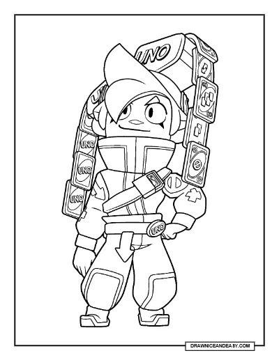 UNO Chester Brawl Stars Coloring Page – UNO Challenge Collab Skin Printable coloring page preview