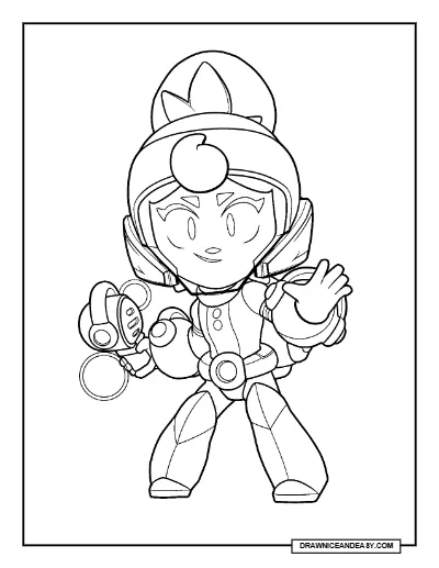 Uravity Janet Brawl Stars Coloring Page – Free Printable PDF coloring page preview