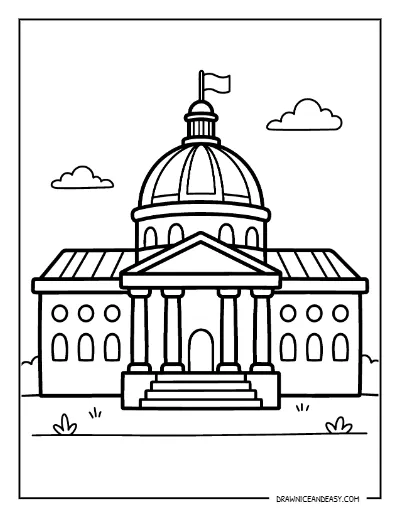 US Capitol Building Coloring Page – Free Printable for Kids coloring page preview