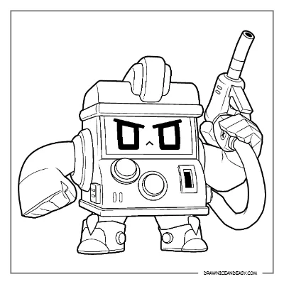 V8-Bit Brawl Stars Coloring Pages (Skin) – Free Printable PDF coloring page preview