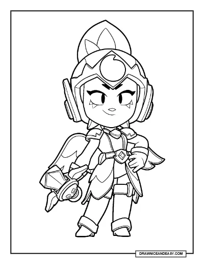 Valkyrie Janet Brawl Stars Coloring Page – Free Printable PDF coloring page preview