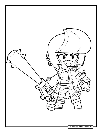 Vicious Bibi Brawl Stars Coloring Page – Free Printable PDF coloring page preview