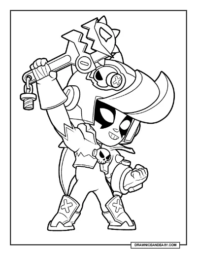 Virtue Smasher Bibi Brawl Stars Coloring Page – Free Printable PDF coloring page preview