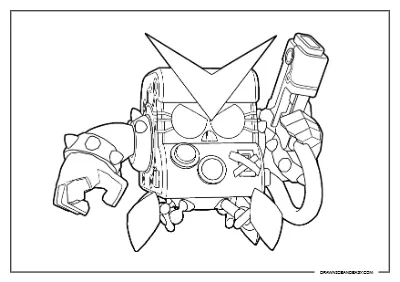 Virus 8-Bit Brawl Stars Coloring Pages (Skin) – Free Printable PDF coloring page preview