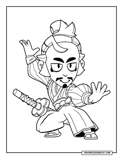Wanderer Gray Brawl Stars Coloring Page – Free Printable PDF coloring page preview