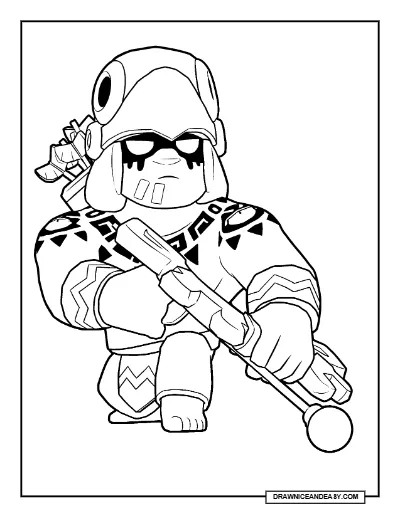 Warrior Bo Brawl Stars Coloring Page – Free Printable PDF coloring page preview