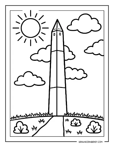 Washington Monument Coloring Page – Free Printable for Kids coloring page preview