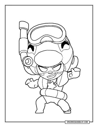 Whale Watch Nita Brawl Stars Coloring Page – Free Printable PDF coloring page preview